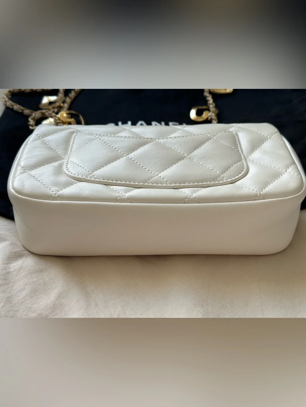 CHANEL Mini Matelasse Heart Charm Flap Bag with Gold Hardware